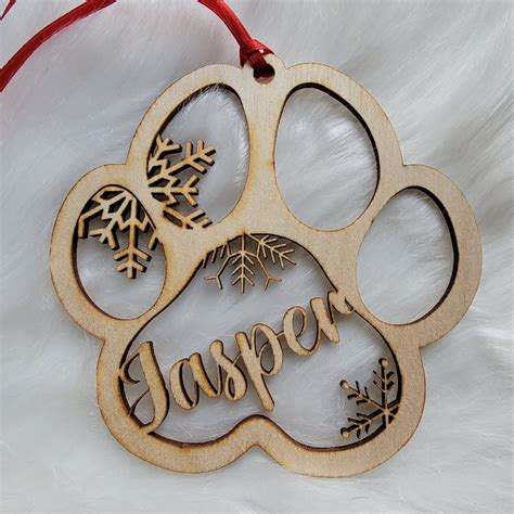 Handcrafted Wood Paw Print Ornament for Pet Lovers